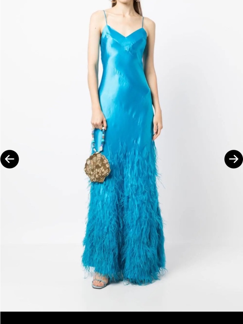 cult gaia Turquoise Feather-Trim Slip Dress